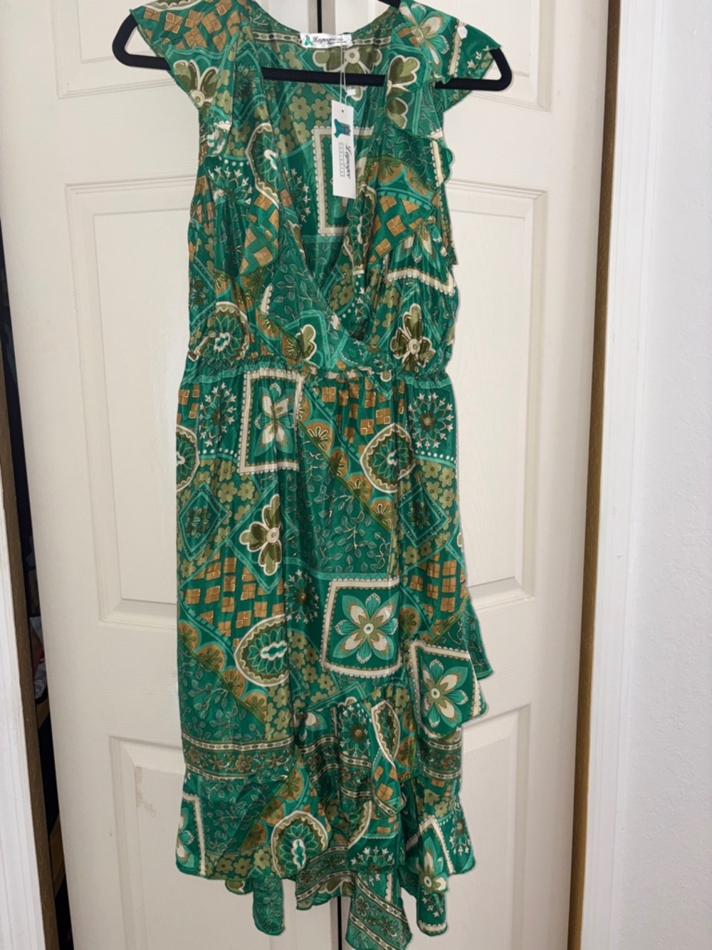Lapogee green floral "scarf print" dress  Size M